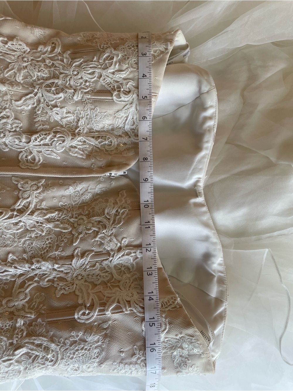 Oleg Cassini Strapless Ivory Ball Gown Wedding Dress - Picture 7 of 13